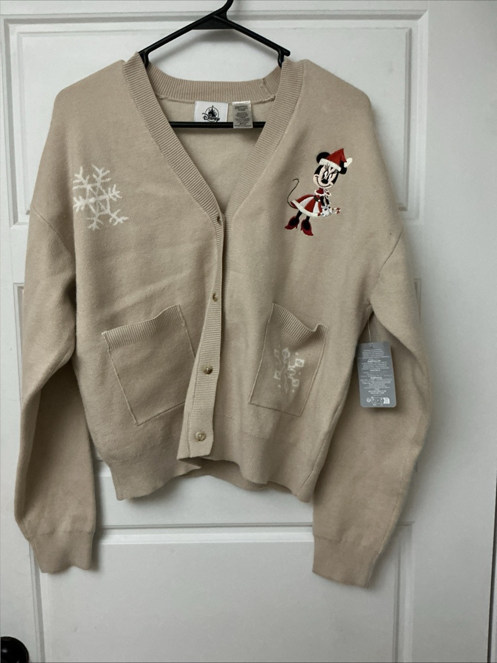Disney Parks Minnie Mouse Holiday Sweater Cardigan Christmas Women’s Small NEW